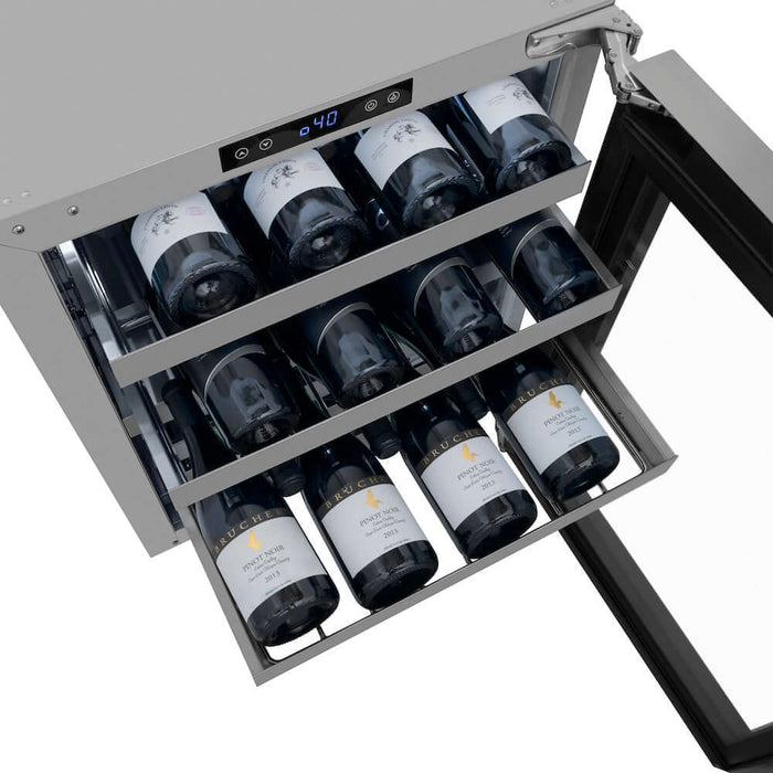 ZLINE 24 in. Touchstone Dual Zone 44 Bottle Wine Cooler with Stainless Steel Glass Door (RWDO-GS-24)