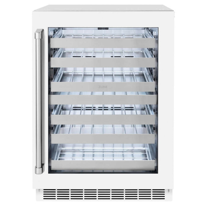 ZLINE 24 in. Touchstone Dual Zone 44 Bottle Wine Cooler with White Matte Glass Door (RWDO-WM-24)