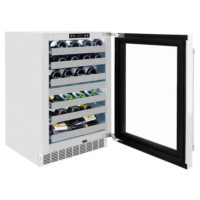 ZLINE 24 in. Touchstone Dual Zone 44 Bottle Wine Cooler with White Matte Glass Door (RWDO-WM-24)