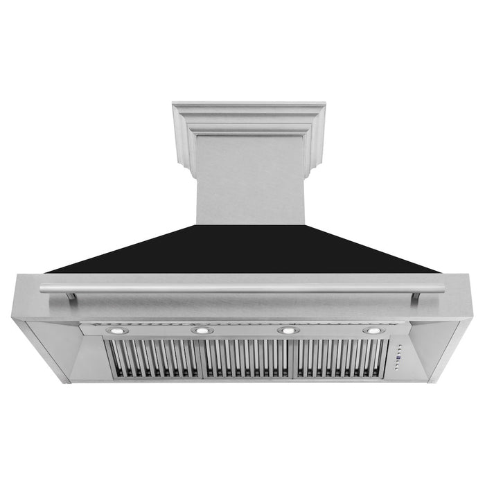 ZLINE 48 in. Satin Stainless Steel Wall Mount Range Hood with Colored Shell and Stainless Steel Handle (8654SNX-48)
