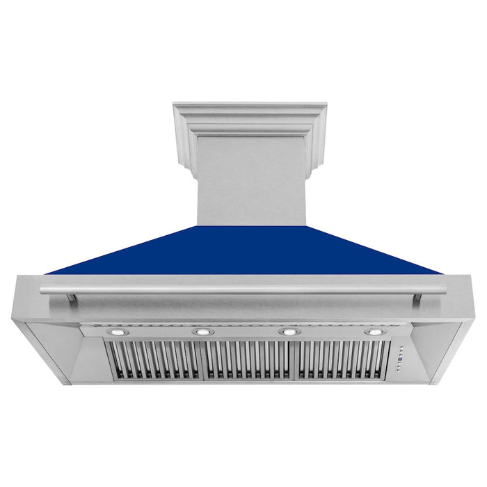 ZLINE 48 in. Satin Stainless Steel Wall Mount Range Hood with Colored Shell and Stainless Steel Handle (8654SNX-48)