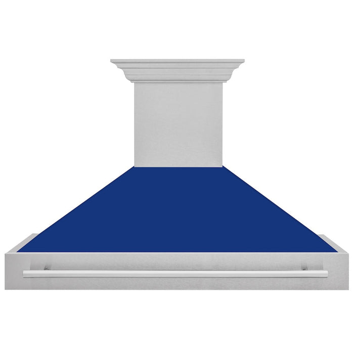 ZLINE 48 in. Satin Stainless Steel Wall Mount Range Hood with Colored Shell and Stainless Steel Handle (8654SNX-48)