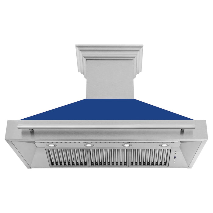 ZLINE 48 in. Satin Stainless Steel Wall Mount Range Hood with Colored Shell and Stainless Steel Handle (8654SNX-48)