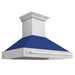 ZLINE 48 in. Satin Stainless Steel Wall Mount Range Hood with Colored Shell and Stainless Steel Handle (8654SNX-48)