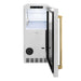 ZLINE Autograph Edition 15 in. Touchstone Gourmet Ice Maker with Drain Pump and Satin Stainless Steel Door with Polished Gold Handle (IGMDZ-SN-15-G)