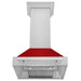 ZLINE 30 in. Satin Stainless Steel Wall Mount Range Hood with Colored Shell and Stainless Steel Handle (8654SNX-30)