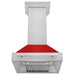 ZLINE 30 in. Satin Stainless Steel Wall Mount Range Hood with Colored Shell and Stainless Steel Handle (8654SNX-30)