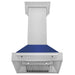 ZLINE 30 in. Satin Stainless Steel Wall Mount Range Hood with Colored Shell and Stainless Steel Handle (8654SNX-30)