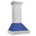 ZLINE 30 in. Satin Stainless Steel Wall Mount Range Hood with Colored Shell and Stainless Steel Handle (8654SNX-30)