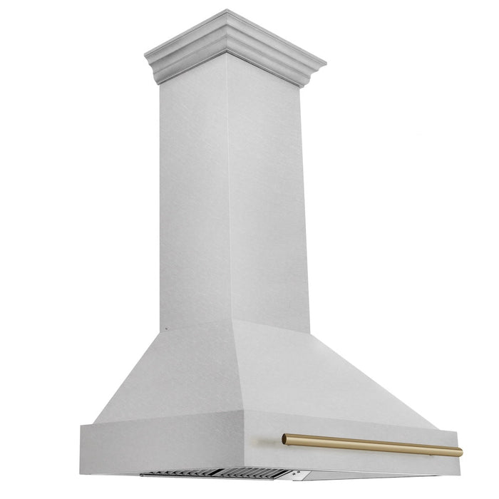 ZLINE Autograph Edition 36 in. Satin Stainless Steel Wall Mount Range Hood with Accent Handle (8654SNZ-36)