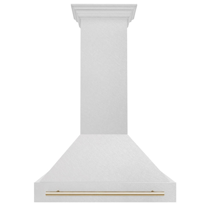 ZLINE Autograph Edition 36 in. Satin Stainless Steel Wall Mount Range Hood with Accent Handle (8654SNZ-36)