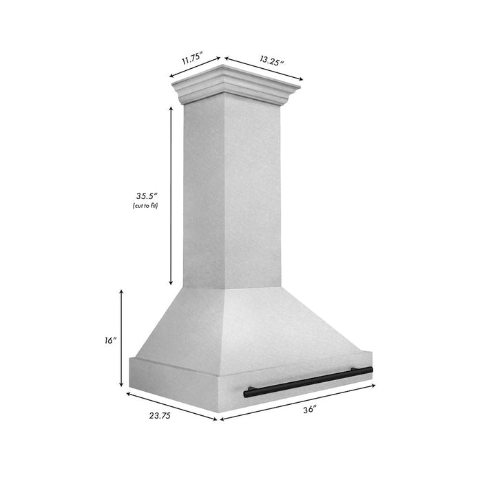 ZLINE Autograph Edition 36 in. Satin Stainless Steel Wall Mount Range Hood with Accent Handle (8654SNZ-36)