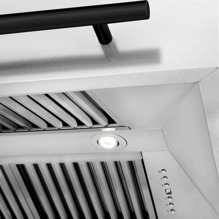 ZLINE Autograph Edition 36 in. Satin Stainless Steel Wall Mount Range Hood with Accent Handle (8654SNZ-36)