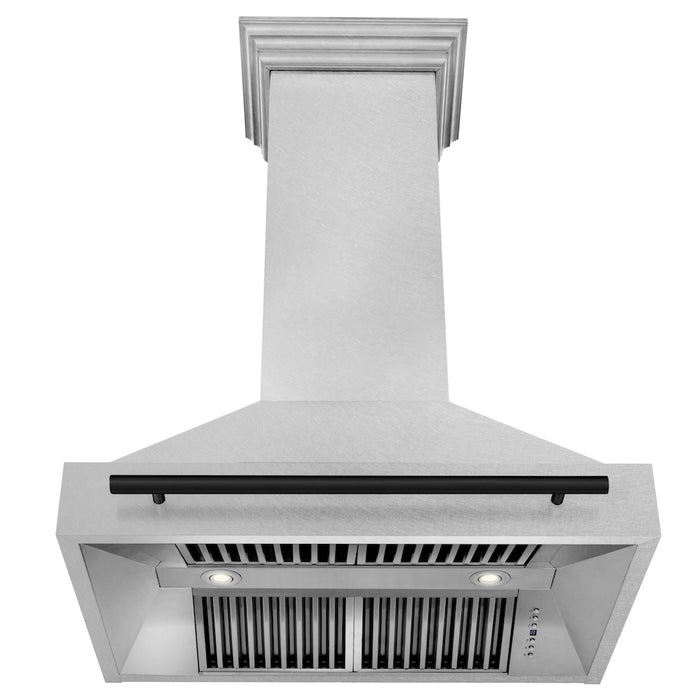 ZLINE Autograph Edition 36 in. Satin Stainless Steel Wall Mount Range Hood with Accent Handle (8654SNZ-36)