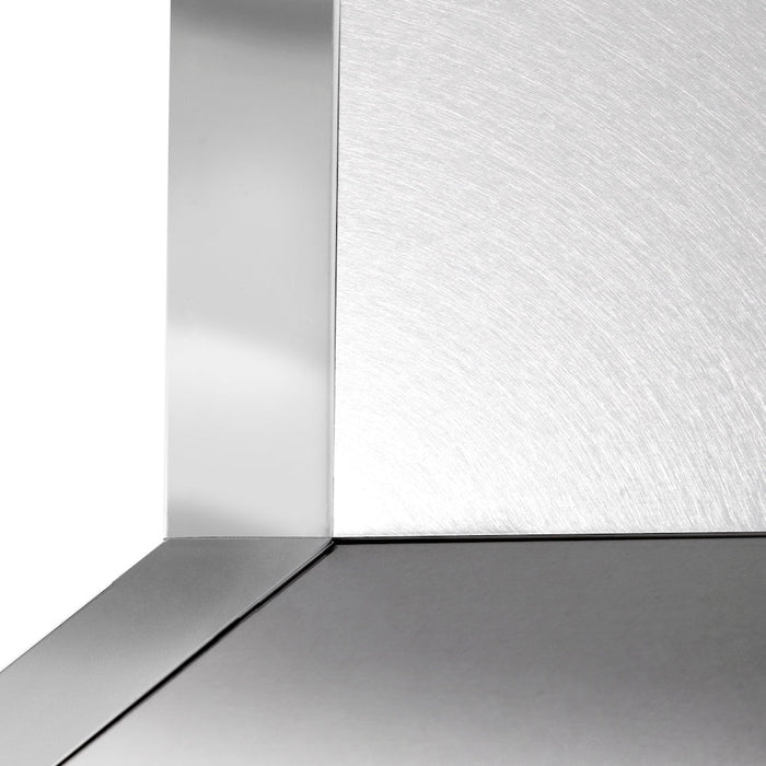ZLINE Designer Series Ducted Wall Mount Range Hood in Satin Stainless Steel with Mirror Accents and Size Options (655MR)