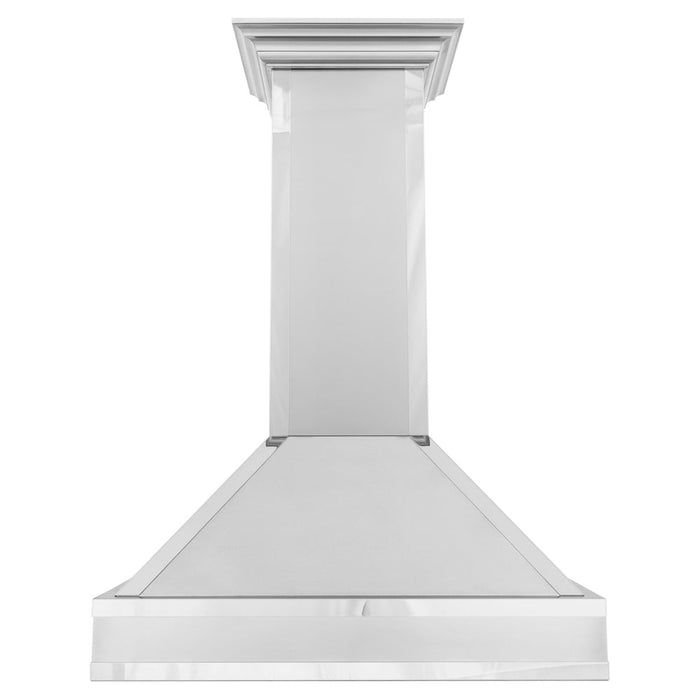 ZLINE Designer Series Ducted Wall Mount Range Hood in Satin Stainless Steel with Mirror Accents and Size Options (655MR)