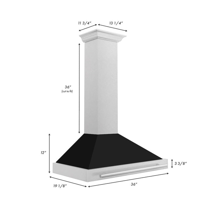 ZLINE 36 in. Convertible Fingerprint Resistant Satin Stainless Steel Range Hood with Colored Shell Options and Stainless Steel Handle (KB4SNX-36)