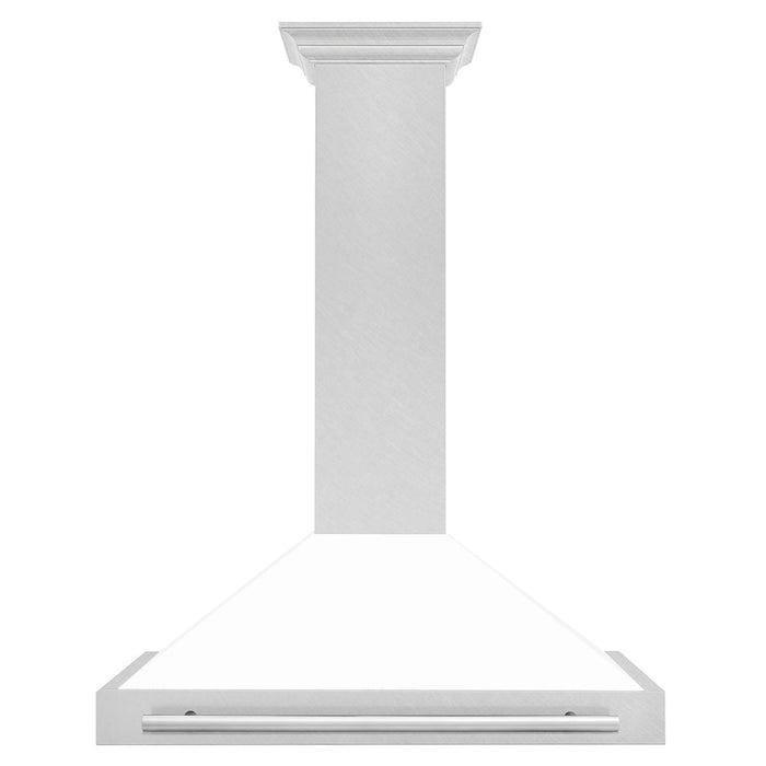 ZLINE 36 in. Convertible Fingerprint Resistant Satin Stainless Steel Range Hood with Colored Shell Options and Stainless Steel Handle (KB4SNX-36)