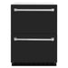 ZLINE 24 in. Touchstone 168 Can Outdoor-Rated Dual Refrigerator Drawer with Black Matte Doors (RDSO-BLM-24)