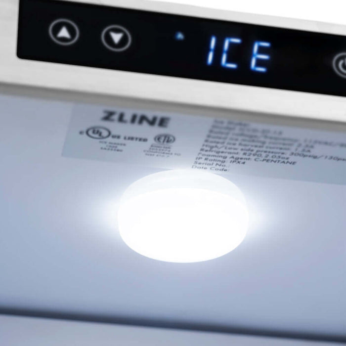 ZLINE Autograph Edition 15 in. Touchstone Clear Cube Ice Maker with Drain Pump and Black Matte Door with Polished Gold Handle (ICCDZ-BLM-15-G)