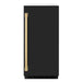 ZLINE Autograph Edition 15 in. Touchstone Clear Cube Ice Maker with Drain Pump and Black Matte Door with Polished Gold Handle (ICCDZ-BLM-15-G)