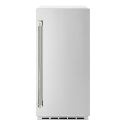 ZLINE Autograph Edition 15 in. Touchstone Clear Cube Ice Maker with Drain Pump and Solid Stainless Steel Door with Polished Nickel Helix Handle (ICCDZ-ST-15-KPN)