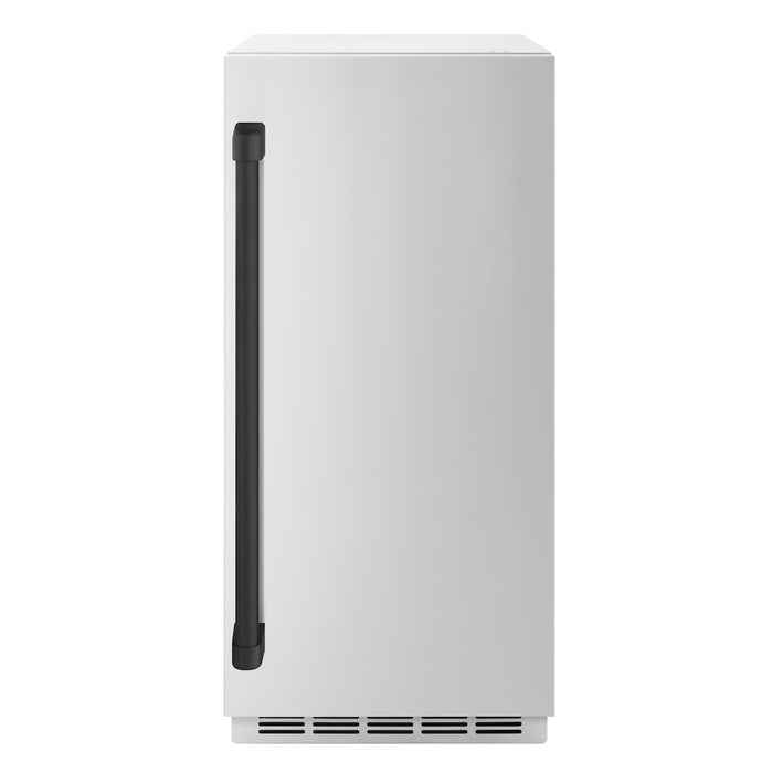 ZLINE Autograph Edition 15 in. Touchstone Clear Cube Ice Maker with Drain Pump and Solid Stainless Steel Door with Matte Black Handle (ICCDZ-ST-15-MB)