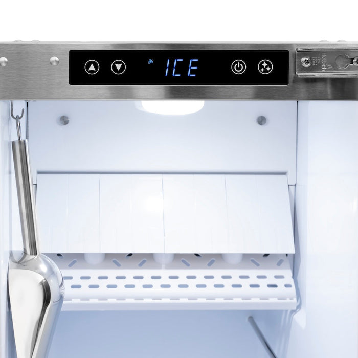 ZLINE Autograph Edition 15 in. Touchstone Gourmet Ice Maker with Drain Pump and Solid Stainless Steel Door with Polished Gold Helix Handle (IGMDZ-ST-15-KG)