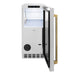 ZLINE Autograph Edition 15 in. Touchstone Gourmet Ice Maker with Drain Pump and Solid Stainless Steel Door with Polished Gold Helix Handle (IGMDZ-ST-15-KG)
