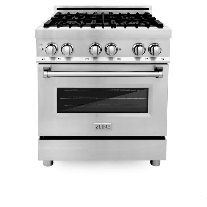ZLINE 30 in. 4.0 cu. ft. Legacy Dual Fuel Range with 4 Burner Gas Cooktop and Electric Convection Oven in Stainless Steel with Griddle (RA-GR-30)