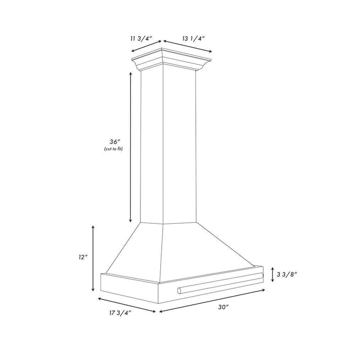 ZLINE Convertible Stainless Steel Range Hood with Copper Shell and Stainless Steel Handle with Size Options (KB4STX-C)