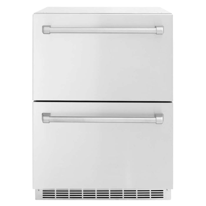 ZLINE 24 in. Touchstone 168 Can Outdoor-Rated Dual Refrigerator Drawer with Stainless Steel Doors (RDSO-ST-24)