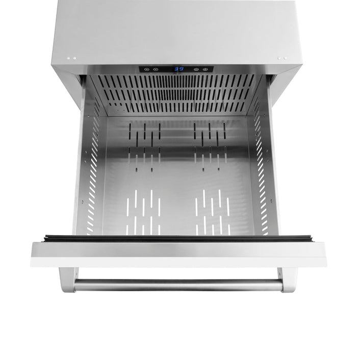 ZLINE 24 in. Touchstone 168 Can Outdoor-Rated Dual Refrigerator Drawer with White Matte Doors (RDSO-WM-24)