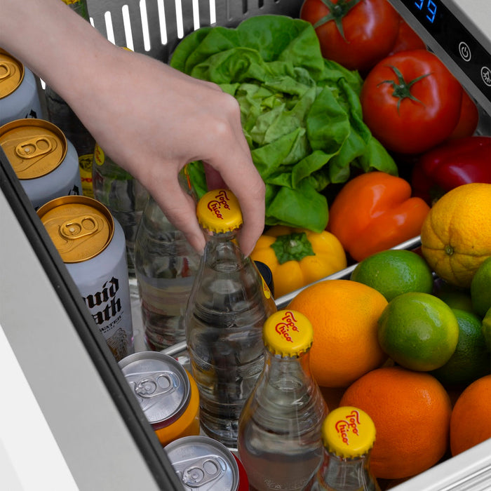 ZLINE 24 in. Touchstone 168 Can Outdoor-Rated Dual Refrigerator Drawer with White Matte Doors (RDSO-WM-24)