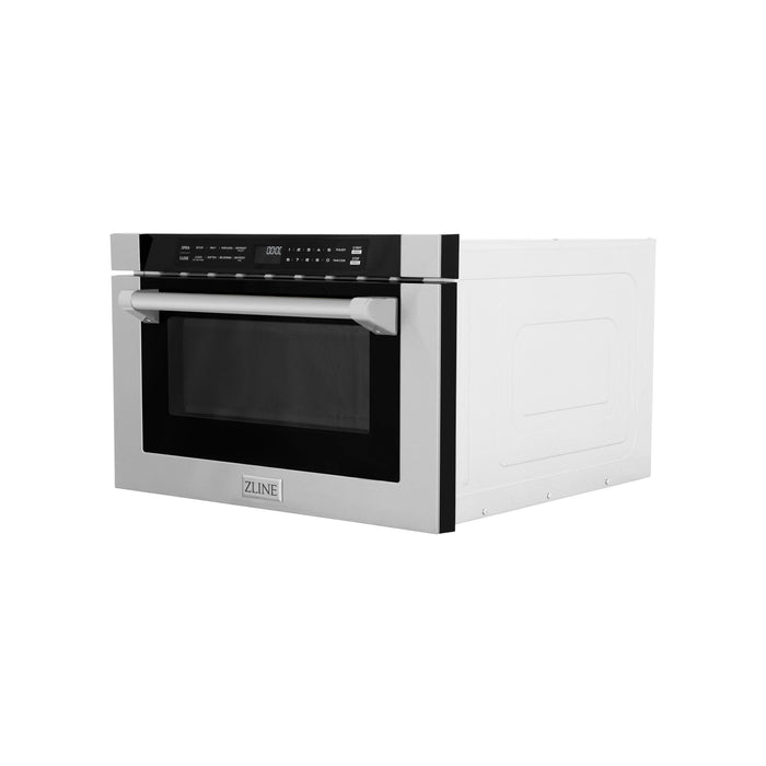 ZLINE 24" 1.2 cu. ft. Built-in Microwave Drawer with a Traditional Handle in Stainless Steel - MWD-1-H