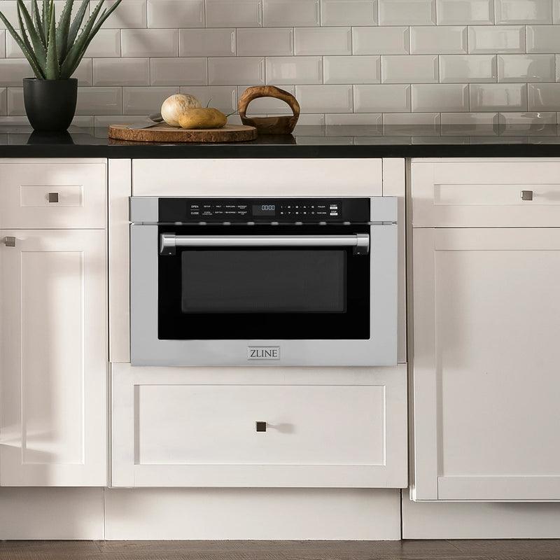 ZLINE 24" 1.2 cu. ft. Built-in Microwave Drawer with a Traditional Handle in Stainless Steel - MWD-1-H