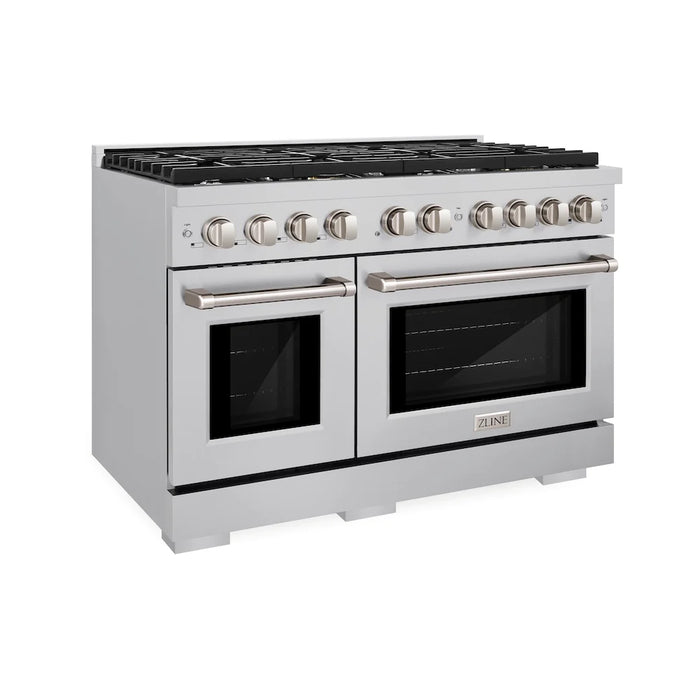 ZLINE 48 in. 6.7 cu. ft. 8 Burner Double Oven Gas Range in Stainless Steel 