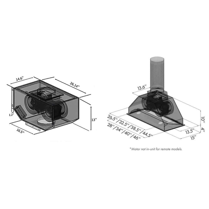 ZLINE 46 in. Remote Blower Ducted Range Hood Insert in Stainless Steel (695-RD-46)
