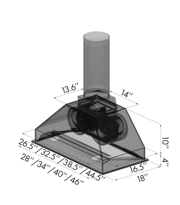 ZLINE 46 in. Ducted Remote Blower Range Hood Insert in Stainless Steel (698-RD-46)
