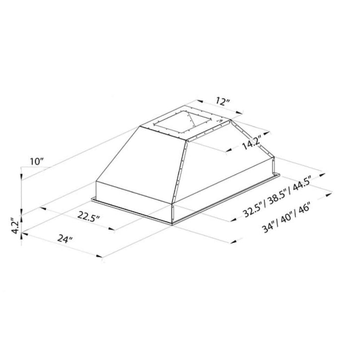 ZLINE 46 in. Ducted Island Mount Range Hood Insert in Stainless Steel (824i-46)