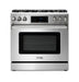 Thor Kitchen 2-Piece Appliance Package - 36-Inch Gas Range with Tilt Panel & Pro-Style Wall Mount Hood in Stainless Steel