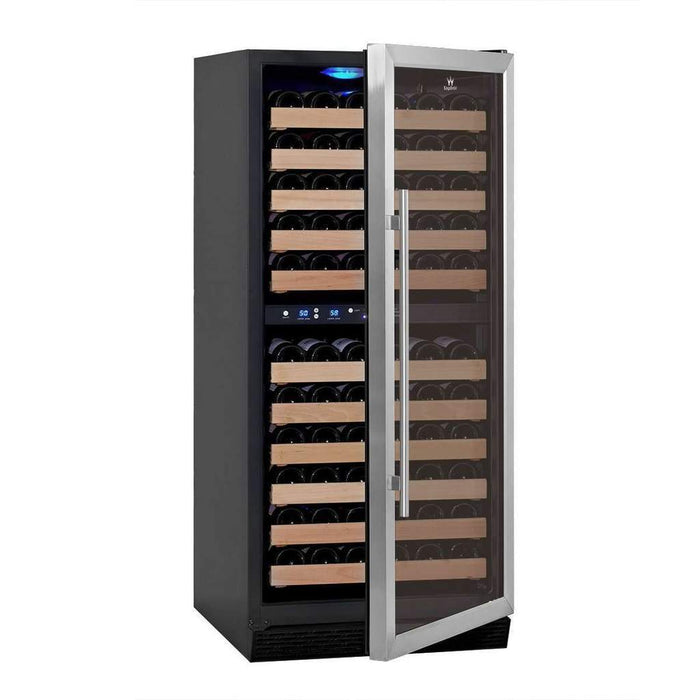 Kings Bottle 100 Bottle Upright Dual Zone Wine Fridge For Home KBU100DX-SS, RHH