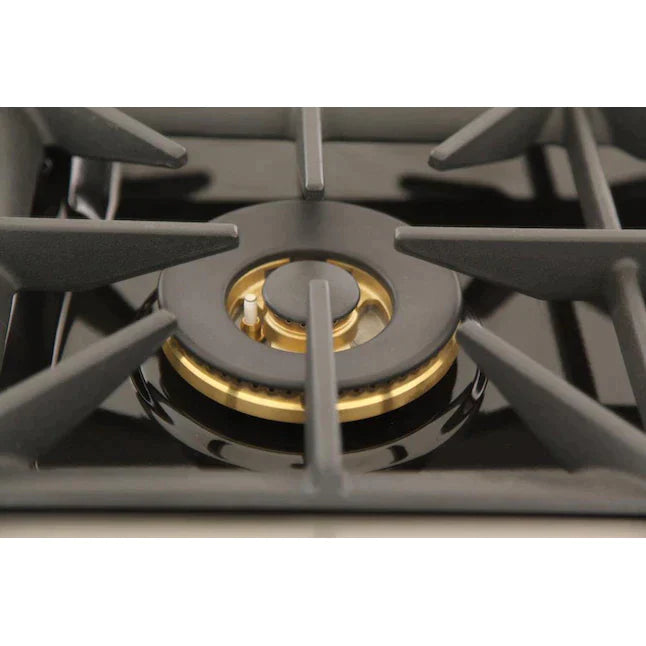 Kucht Signature 36" Gas Range with Convection Oven in White with White Knobs & Gold Handle (KNG361-W-GOLD)