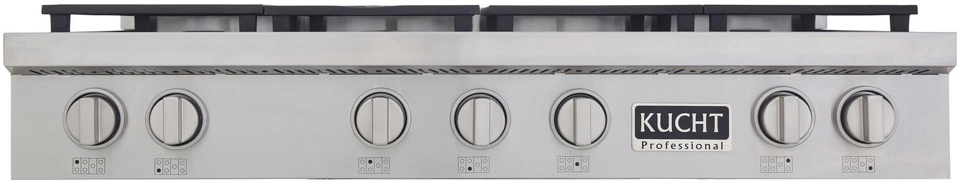 Kucht 48-Inch 6 Burner Gas Rangetop in Stainless Steel with Silver Accents (KFX489T-S)