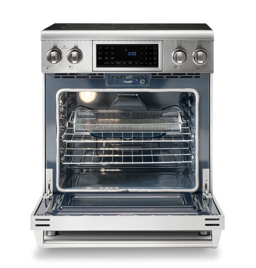 Thor Kitchen 5-Piece Appliance Package - 30-Inch Electric Range with Tilt Panel, Refrigerator with Water Dispenser, Dishwasher, Microwave Drawer, & Wine Cooler in Stainless Steel