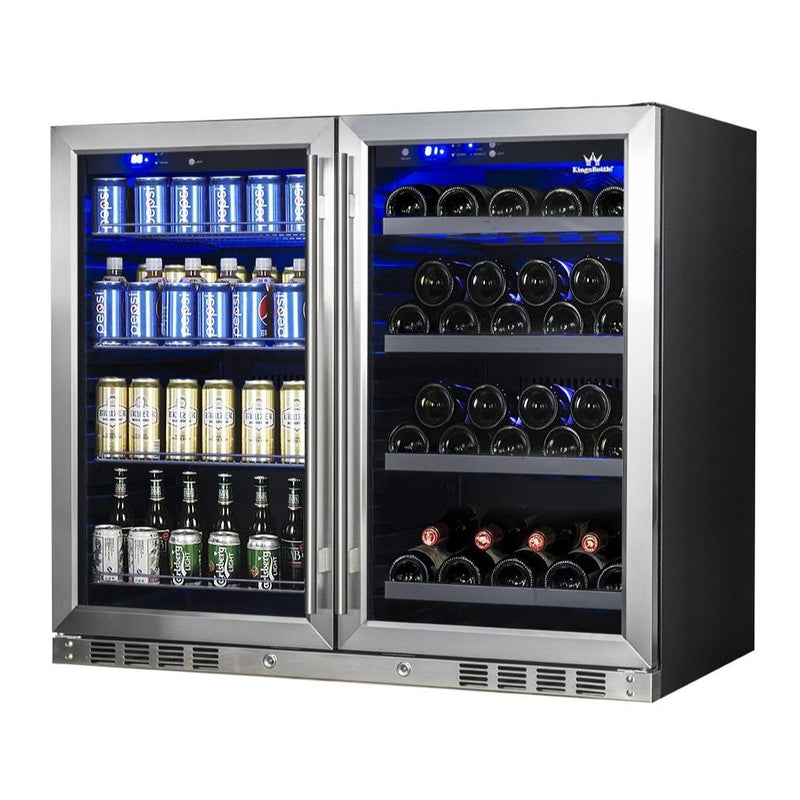 Kings Bottle 39 Inch Under Counter Wine And Beer Fridge Combo KBU28LRX-SS