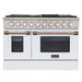 Kucht Signature 48-Inch Pro-Style Dual Fuel Range in Stainless Steel with White Oven Door & Gold KDF482-W-GOLD