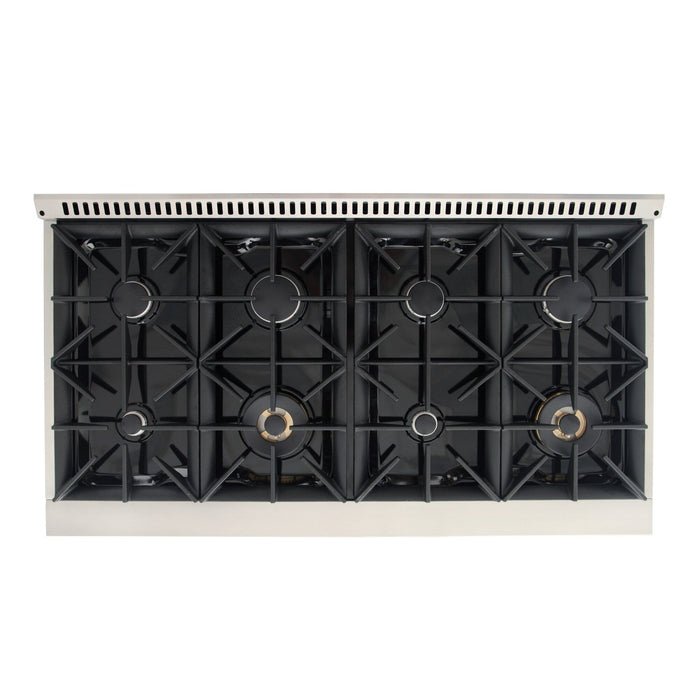 Kucht Signature 48-Inch Pro-Style Dual Fuel Range in Stainless Steel with White Oven Door & Gold KDF482-W-GOLD