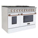 Kucht Signature 48-Inch Pro-Style Dual Fuel Range in Stainless Steel with White Oven Door & Gold KDF482-W-GOLD