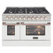 Kucht Signature 48-Inch Pro-Style Dual Fuel Range in Stainless Steel with White Oven Door & Gold KDF482-W-GOLD